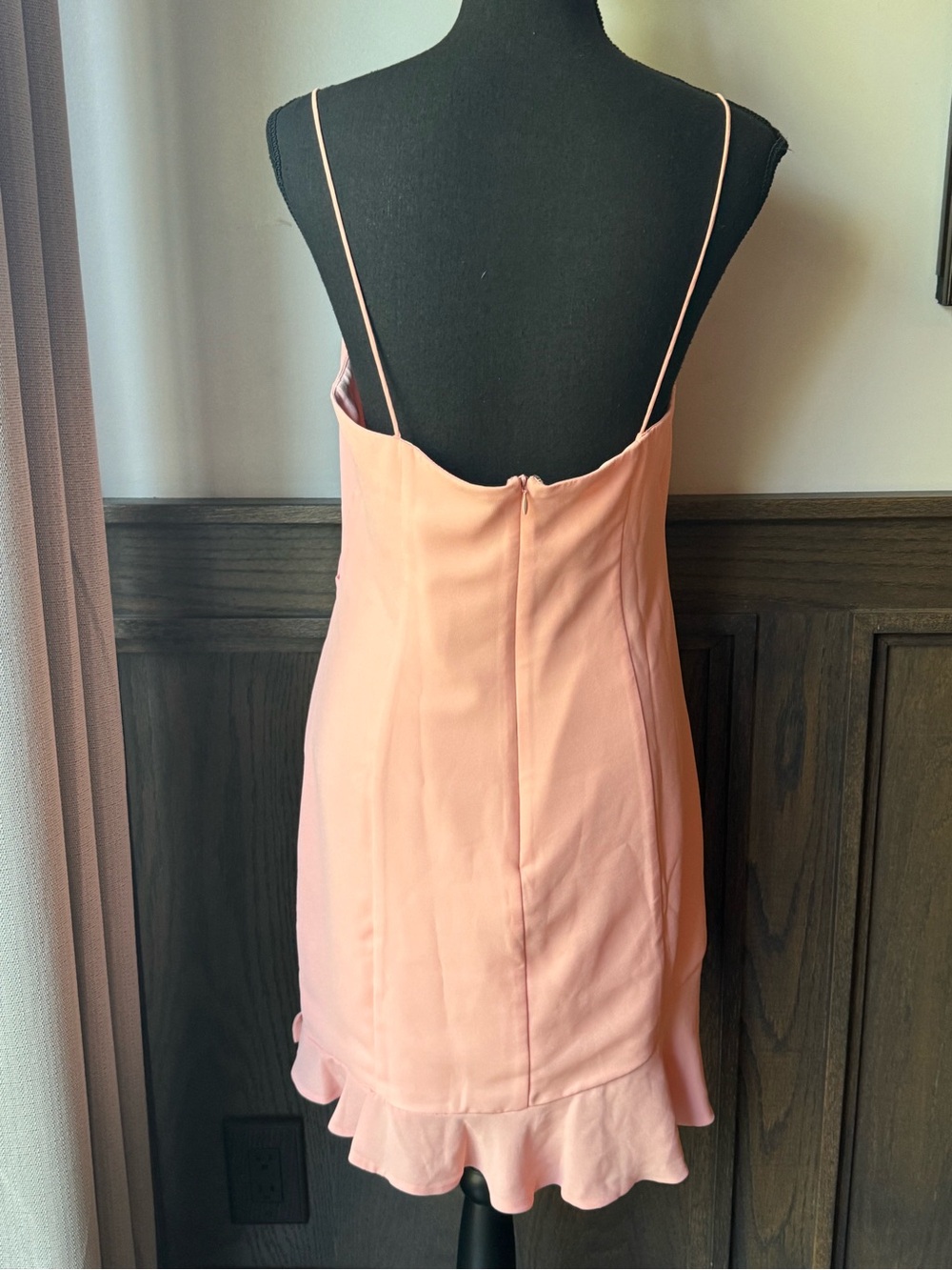 NBD Blush Peach Asymmetric Ruffle-Hem Mini Dress - Picture 5 of 9